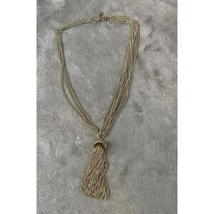 VTG Sarah Coventry Multi Chain Necklace Tassel Gold Tone 22“